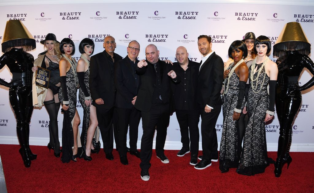 LAS VEGAS, NV - MAY 14: Rich Wolf, Chef Chris Santos, Noah Tepperberg and Jason Strauss arrive at the opening of Beauty & Essex at the Cosmopolitan of Las Vegas on May 14, 2016 in Las Vegas, Nevada. (Photo by Denise Truscello/WireImage) *** Local Caption *** Rich Wolf; Chris Santos; Noah Tepperberg; Jason Strauss